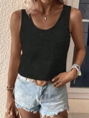 Kadın Kolsuz Yuvarlak Yaka Triko Bluz thumbnail 6