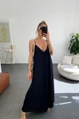 Kadın Ip Askılı V Yakalı Uzun Aerobin Elbise thumbnail 1