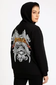 Metallica İki İplik Kapüşonlu Ön Ve Arka Baskılı Hoodie - Siyah thumbnail 3