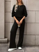 Kadın Uzun Kollu Bisiklet Yaka şardonlu Dalgıç Bluz Ve Pantolon Ikili Takım thumbnail 1