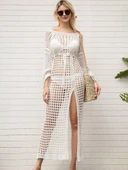 Kadın Yarasa Kol Triko Maxi Boy Pareo thumbnail 9