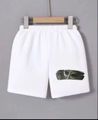 Beli Lastikli Baskılı Mini Şort - Beyaz thumbnail 1