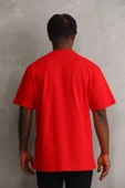 Unisex Baskılı Oversize T-Shirt - Kırmızı thumbnail 2