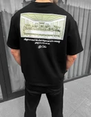 Unisex Baskılı Oversize T-Shirt - Siyah thumbnail 3