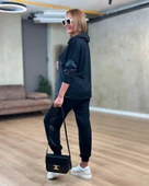 Kadın Uzun Kollu Kapüşonlu Oversize Sweat Ve Pantolon Ikili Takım thumbnail 3