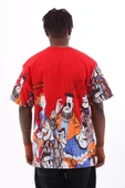 Unisex Oversize Baskılı Bisiklet Yaka T-Shirt - Kırmızı thumbnail 2