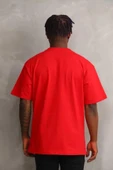 Unisex Baskılı Oversize T-Shirt - Kırmızı thumbnail 2