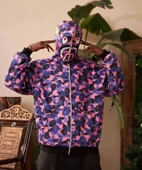 Erkek 2 İplik Bape Kapüşonu Fermuarlı Hırka - Mor - 2