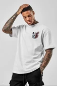 Unisex Baskılı Oversize T-Shirt - Beyaz thumbnail 1