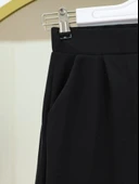 Cırtlı Fermuarlı Palazzo Pantolon -Siyah thumbnail 3