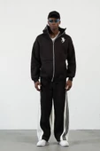 Samuray ZIP Fermuarlı Kapşonlu Hırka - Siyah - 3