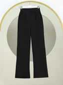 Cırtlı Fermuarlı Palazzo Pantolon -Siyah thumbnail 1
