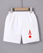 Beli Lastikli Baskılı Mini Şort - Beyaz thumbnail 1