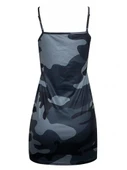 Kadın Ip Askılı Kamuflaj Baskılı Viskon Elbise thumbnail 4