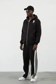 Samuray ZIP Fermuarlı Kapşonlu Hırka - Siyah - 4