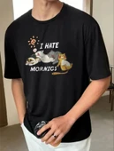 Unisex Baskılı Oversize T-Shirt - Siyah thumbnail 2