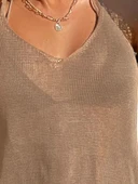 Kadın Eteği Büzgü Detay Boyundan Bağlamalı Mini Triko Pareo thumbnail 4