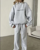 Nakış İşlemeli Üç İplik Sweat Takım- Gri thumbnail 3