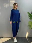 Kadın Iki Iplik Viskon Pamuk Kumaş Arma Detaylı Ikili Takım thumbnail 5