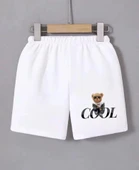 Beli Lastikli Baskılı Mini Şort - Beyaz thumbnail 1