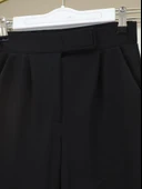 Cırtlı Fermuarlı Palazzo Pantolon -Siyah thumbnail 4