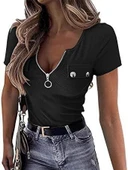 Kadın Kısa Kollu Fermuarlı Cep Detay Kaşkorse Bluz thumbnail 2