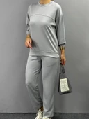 Kadın Uzun Kollu Bisiklet Yaka Viskon Iki Iplik Bluz Ve Pantolon Ikili Takım thumbnail 5