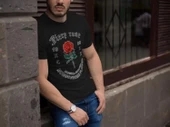 Erkek Bisiklet Yaka Baskılı Oversize T-Shirt - Siyah - 1