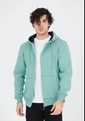 Unisex Tam Fermuarlı Kapşonlu  SweatShirt - Mint Yeşili thumbnail 4