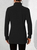 Kadın Uzun Kollu Balıkçı Yaka Yandan Yırtmaçlı şardonlu Kaşkorse Bluz thumbnail 2