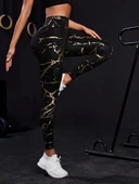 Kadın Yüksek Bel Desenli Spor Tayt - 3