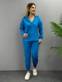 Kadın Uzun Kol V Yaka Kapüşon Detay Sweat Ve Yüksel Bel Eşofman Ikili Takım thumbnail 6