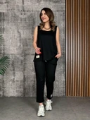 Kadın Askılı Yuvarlak Yaka Viskon Iki Iplik Bluz Ve Eşofman Altı Ikili Takım thumbnail 1