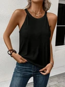 Kadın Omuzlardan Açık Raglan Kol Yuvarlak Yaka Viskon Bluz thumbnail 2