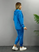 Kadın Uzun Kol V Yaka Kapüşon Detay Sweat Ve Yüksel Bel Eşofman Ikili Takım thumbnail 9