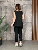 Kadın Askılı Yuvarlak Yaka Viskon Iki Iplik Bluz Ve Eşofman Altı Ikili Takım thumbnail 3