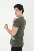 Erkek Yakalı Slim Fit Baskılı T-Shirt - Haki thumbnail 3