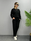 Kadın Uzun Kollu Bisiklet Yaka Viskon Iki Iplik Bluz Ve Pantolon Ikili Takım thumbnail 5