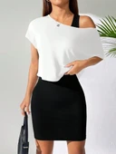 Kadın Askılı Yuvarlak Yaka Kısa Kaşkorse Elbise Ve Viskon Bluz Ikili Takım thumbnail 3