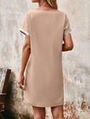 Kadın Yaka Ve Kol Pul Payet şeritli Ithal Krep Elbise thumbnail 5