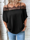 Kadın Askılı Dantel Janjan Krep Bluz thumbnail 2