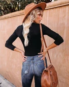 Kadın Uzun Kollu Bisiklet Yaka Kaşkorse Bluz thumbnail 5