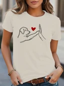 Kadın Kısa Kollu Bisiklet Yaka Köpek Baskılı Viskon Bluz thumbnail 1