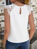 Kadın Kısa Kollu Bisiklet Yaka Ithal Krep Bluz thumbnail 4