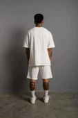 Erkek Alev Baskılı İkili Şortlu Takım - Beyaz thumbnail 2