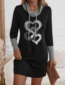 Kadın Uzun Kollu Balıkçı Yaka Bağcıklı Iki Iplik Elbise thumbnail 5