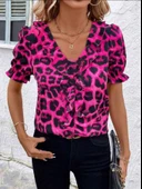 Kadın Mikro Kumaş önü Fırfır Detaylı Bluz thumbnail 1