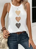 Kadın Omuzlardan Açık Boyundan Askılı Kalp Baskılı Viskon Bluz thumbnail 1