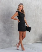 Kadın Tek Omuzu Açık Kelebek Detaylı Janjan Krep Elbise thumbnail 3