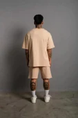 Erkek Alev Baskılı İkili Şortlu Takım - Bej thumbnail 2